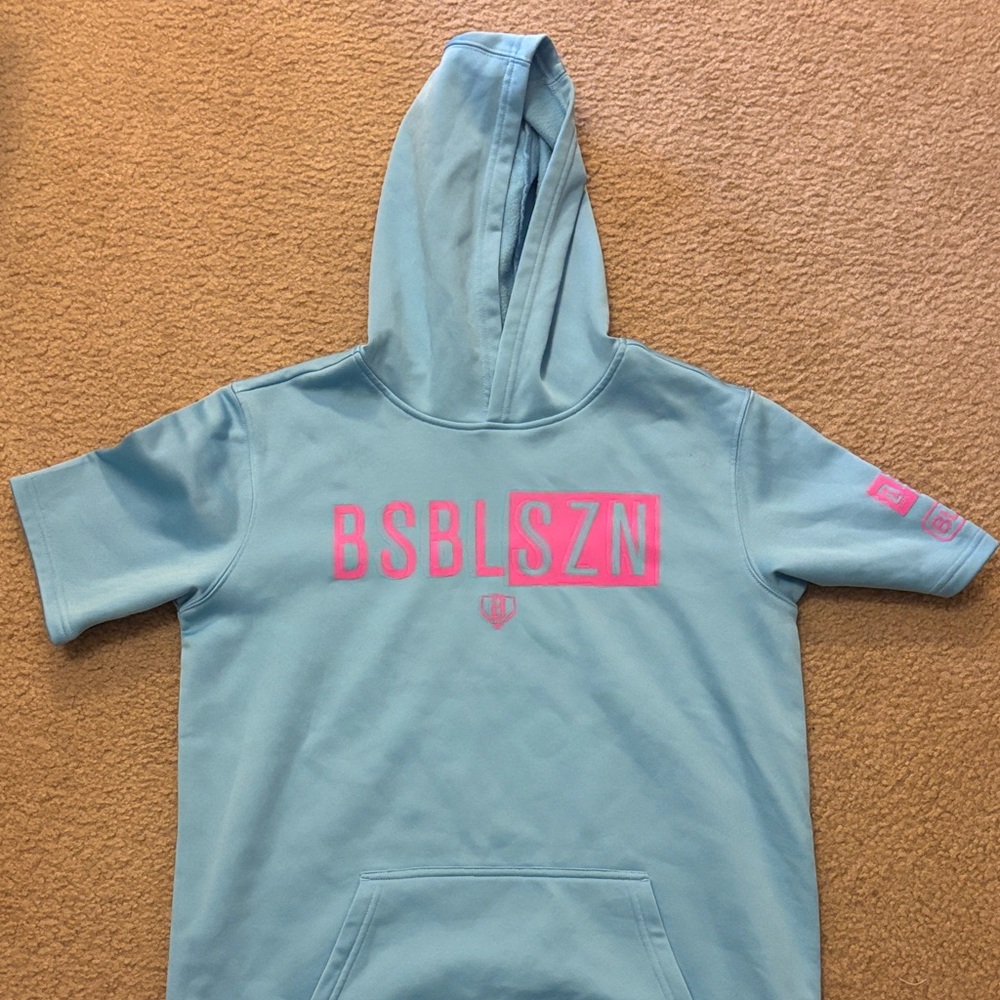 Kids Light Blue Hoodie with Pink Accents